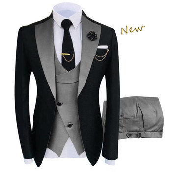 Нов костюм Homme Popular Clothing Луксозен парти сценичен мъжки костюм Groomsmen Regular Fit Tuxedo 3 Peice Комплект Яке+Панталон+Жилетка