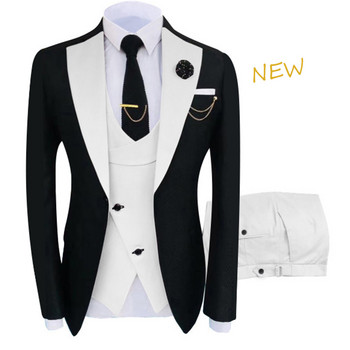 Нов костюм Homme Popular Clothing Луксозен парти сценичен мъжки костюм Groomsmen Regular Fit Tuxedo 3 Peice Комплект Яке+Панталон+Жилетка