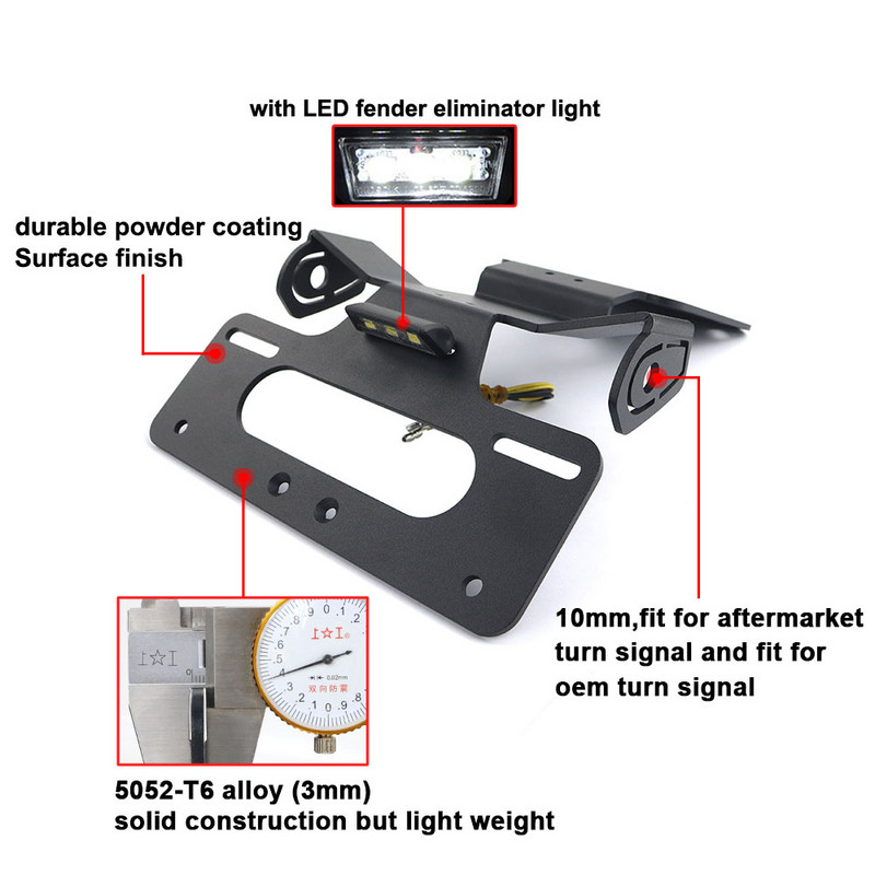 Coada din spate a motocicletei potrivite pentru Kawasaki Z650RS 2021 2022 2023 Suport plăcuță de înmatriculare Kit de eliminare a aripilor Suport de înregistrare