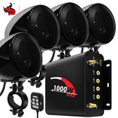 4 bucăți 1000 W amplificator audio pentru motocicletă Sistem de difuzoare pentru barcă Stereo pentru motocross impermeabil cu Bluetooth, USB, control prin cablu AUX