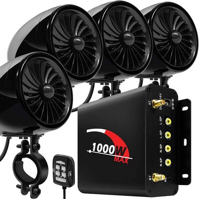 4 bucăți 1000 W amplificator audio pentru motocicletă Sistem de difuzoare pentru barcă Stereo pentru motocross impermeabil cu Bluetooth, USB, control prin cablu AUX