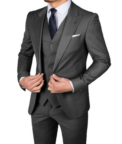Costume de bărbați ocazional slim fit, cu rever cu vârf, smoking de nuntă pentru bărbații de onoare, 3 piese, jachetă de modă masculină, vestă, pantaloni, cel mai recent stil
