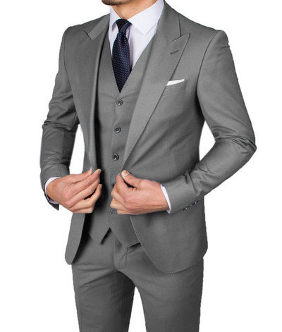 Costume de bărbați ocazional slim fit, cu rever cu vârf, smoking de nuntă pentru bărbații de onoare, 3 piese, jachetă de modă masculină, vestă, pantaloni, cel mai recent stil