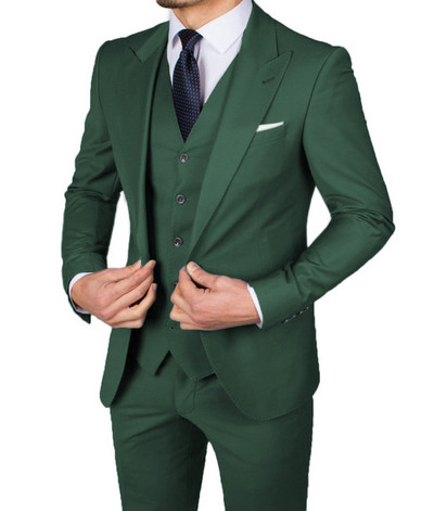 Costume de bărbați ocazional slim fit, cu rever cu vârf, smoking de nuntă pentru bărbații de onoare, 3 piese, jachetă de modă masculină, vestă, pantaloni, cel mai recent stil
