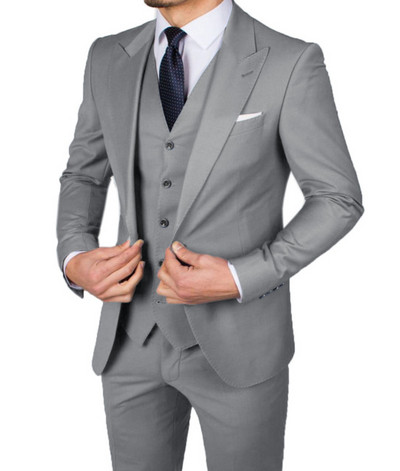 Costume de bărbați ocazional slim fit, cu rever cu vârf, smoking de nuntă pentru bărbații de onoare, 3 piese, jachetă de modă masculină, vestă, pantaloni, cel mai recent stil