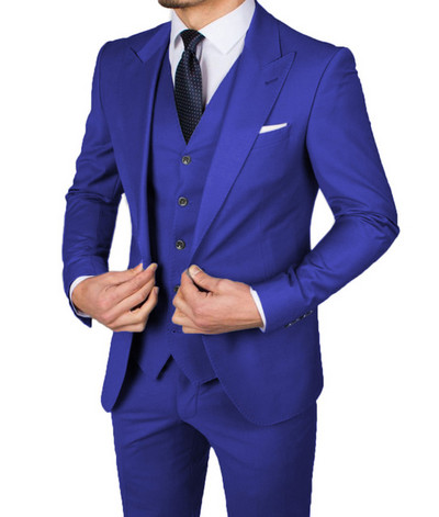 Costume de bărbați ocazional slim fit, cu rever cu vârf, smoking de nuntă pentru bărbații de onoare, 3 piese, jachetă de modă masculină, vestă, pantaloni, cel mai recent stil