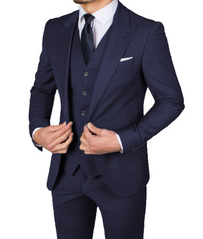 Costume de bărbați ocazional slim fit, cu rever cu vârf, smoking de nuntă pentru bărbații de onoare, 3 piese, jachetă de modă masculină, vestă, pantaloni, cel mai recent stil