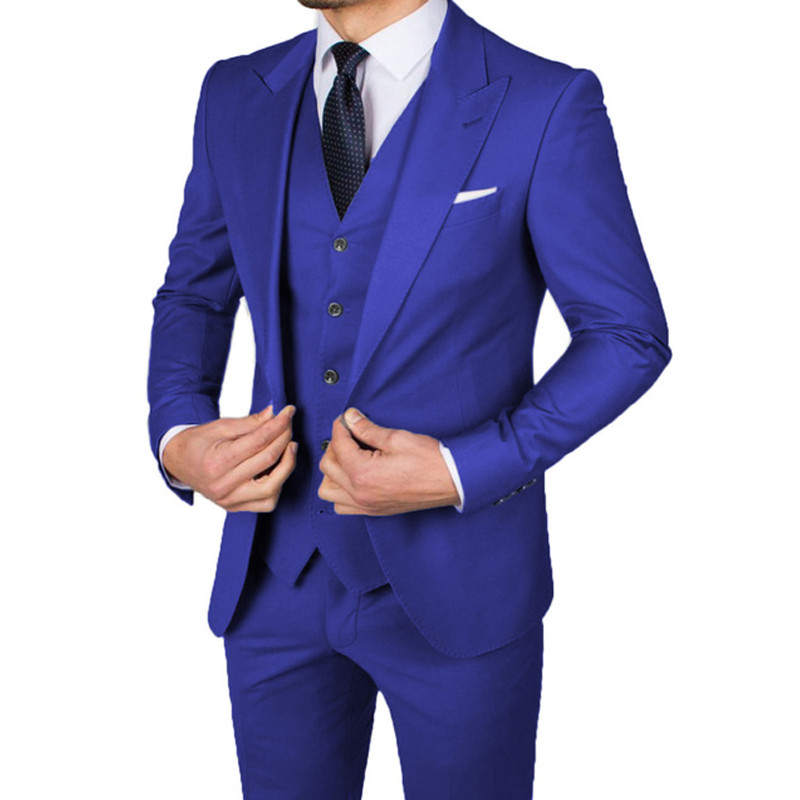 Costume de bărbați ocazional slim fit, cu rever cu vârf, smoking de nuntă pentru bărbații de onoare, 3 piese, jachetă de modă masculină, vestă, pantaloni, cel mai recent stil
