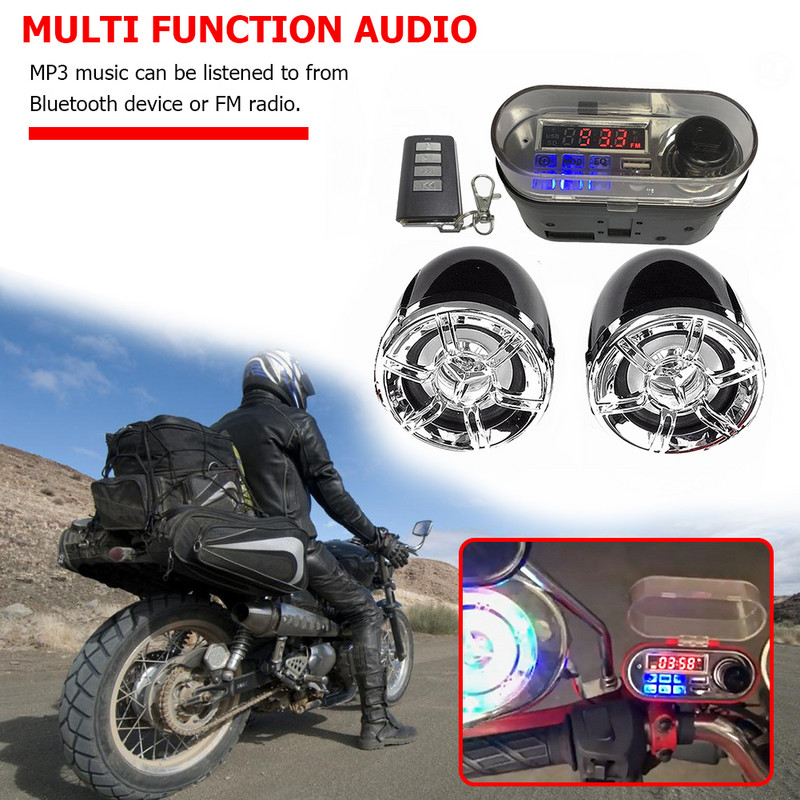 HY-007 Sistem audio pentru difuzoare pentru motociclete, radio TF, încărcător USB, pentru decorarea personală în aer liber a motocicletei