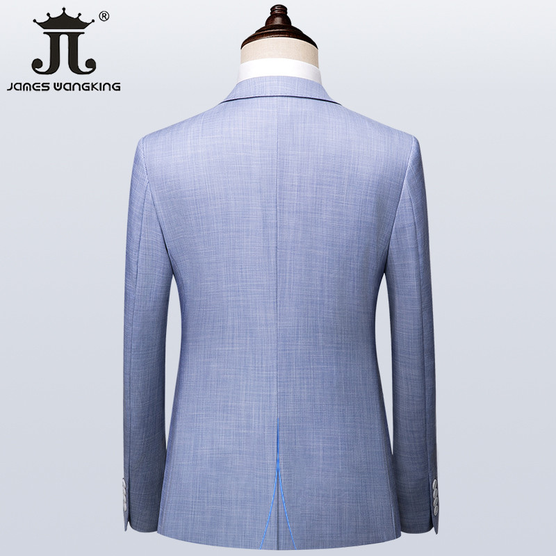 (Jachetă + Vestă + Pantaloni) Marca Vară Subțire Culoare Solidă Bărbați Formal Business Costum Slim 3 Piese Mire Rochie de nuntă Albastru