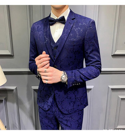 2021 Moda 3 piese costume pentru bărbați verde închis cu imprimeu floral mire pentru bal de absolvire cel mai bun bărbat blazer slim fit pentru bărbați costume de nuntă smoking