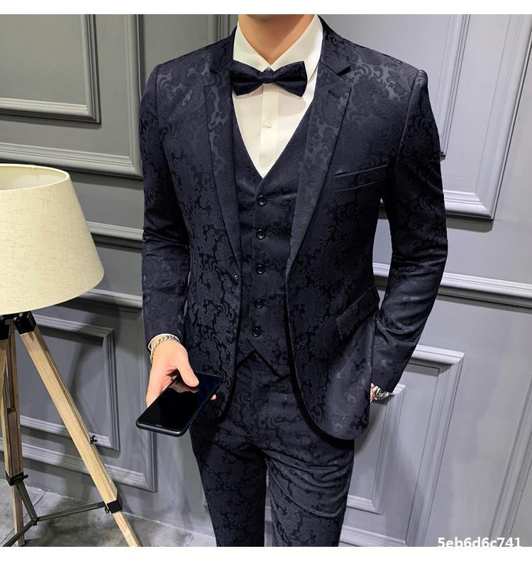 2021 Moda 3 piese costume pentru bărbați verde închis cu imprimeu floral mire pentru bal de absolvire cel mai bun bărbat blazer slim fit pentru bărbați costume de nuntă smoking