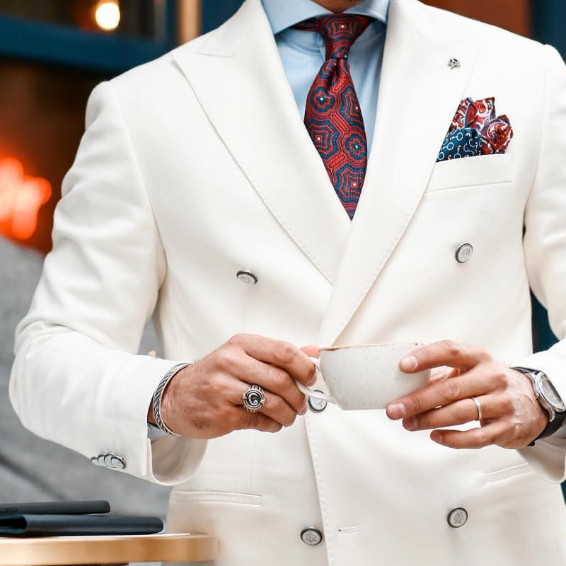 Costume alb pentru bărbați la două piese, smoking de nuntă formal, 2 piese, pentru bărbați, set de haine la modă, jachetă cu pantaloni negri