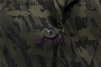 Thorndike Най-новите дизайни на панталони за палта Slim Fit Тъмнозелено яке за пушене Парти смокинг Мъжки костюми за младоженеца с едно копче