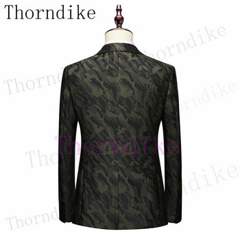 Thorndike Най-новите дизайни на панталони за палта Slim Fit Тъмнозелено яке за пушене Парти смокинг Мъжки костюми за младоженеца с едно копче