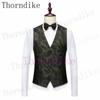 Thorndike Най-новите дизайни на панталони за палта Slim Fit Тъмнозелено яке за пушене Парти смокинг Мъжки костюми за младоженеца с едно копче