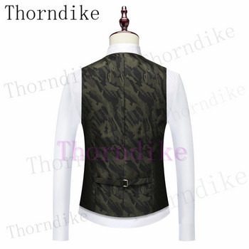 Thorndike Най-новите дизайни на панталони за палта Slim Fit Тъмнозелено яке за пушене Парти смокинг Мъжки костюми за младоженеца с едно копче