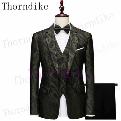 Thorndike Cele mai recente modele de haine de pantaloni Slim Fit, verde închis, jachetă de fumat pentru petrecere, smoking pentru bărbați, cu un singur buton, costume pentru bărbați de nuntă