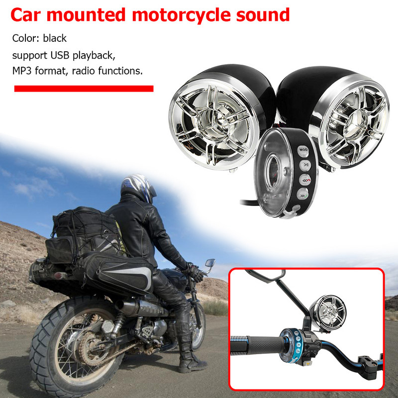Motociclete portabile Difuzoare audio compatibile cu Bluetooth Radio FM Player MP3 Sistem audio Accesoriu electronic pentru motociclete