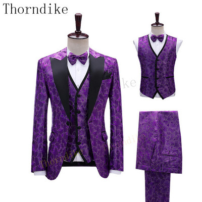 Thorndike Royal Blue Fashion Groomsmen Mire Tuxedo Barbati Costume Petrecere Nunta/bal Cel mai bun blazer (Jachetă+Pantaloni+Vest)