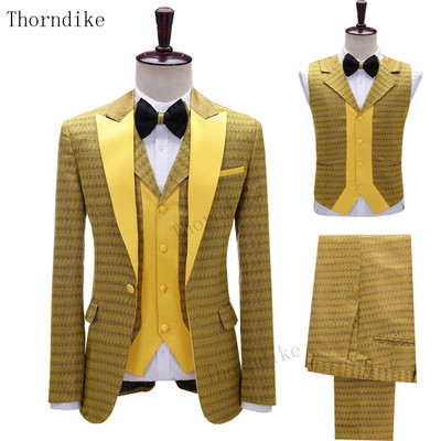 Thorndike Royal Blue Fashion Groomsmen Mire Tuxedo Barbati Costume Petrecere Nunta/bal Cel mai bun blazer (Jachetă+Pantaloni+Vest)