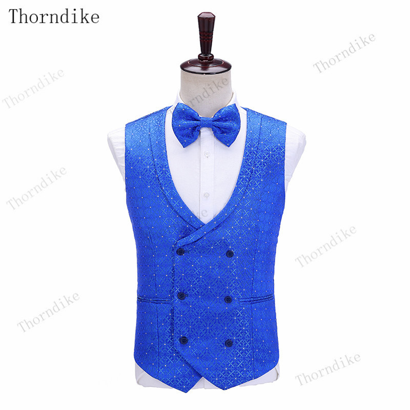 Thorndike Royal Blue Fashion Groomsmen Mire Tuxedo Barbati Costume Petrecere Nunta/bal Cel mai bun blazer (Jachetă+Pantaloni+Vest)