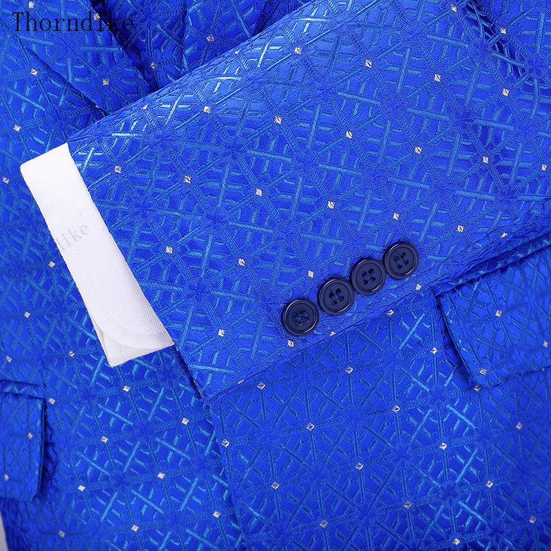Thorndike Royal Blue Fashion Groomsmen Mire Tuxedo Barbati Costume Petrecere Nunta/bal Cel mai bun blazer (Jachetă+Pantaloni+Vest)