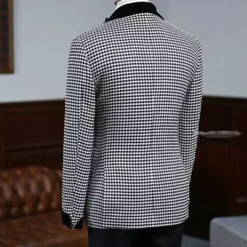 Costume pentru bărbați din picior de gală, cu pantaloni negri, 2 piese, cu carouri, la modă pentru bărbați, smoking de nuntă, șal, rever, costum de mire slim fit 2021