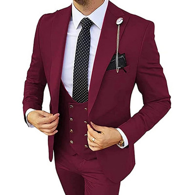Slim Fit Costume formale pentru bărbați pentru afaceri 3 piese smoking de mire de nuntă jachetă de modă pentru bărbați, pantaloni cu vestă dublu 2022