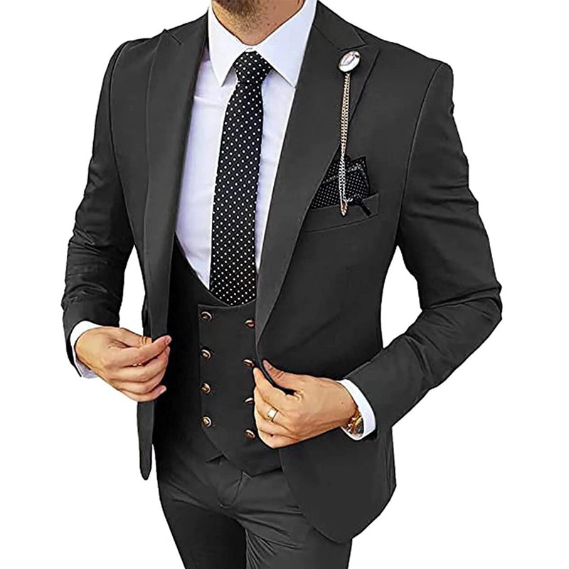 Slim Fit Costume formale pentru bărbați pentru afaceri 3 piese smoking de mire de nuntă jachetă de modă pentru bărbați, pantaloni cu vestă dublu 2022