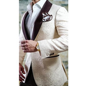 Costume pentru bărbați cu model floral pentru nuntă smoking de mire slim fit jachetă 2 piese cu pantaloni șal rever costum masculin blazer