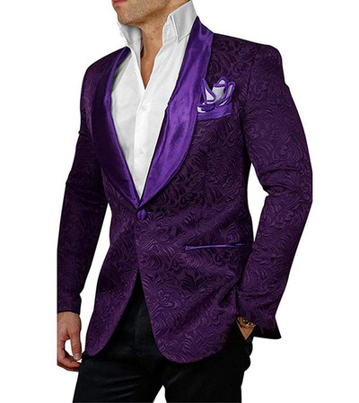 Costume pentru bărbați cu model floral pentru nuntă smoking de mire slim fit jachetă 2 piese cu pantaloni șal rever costum masculin blazer