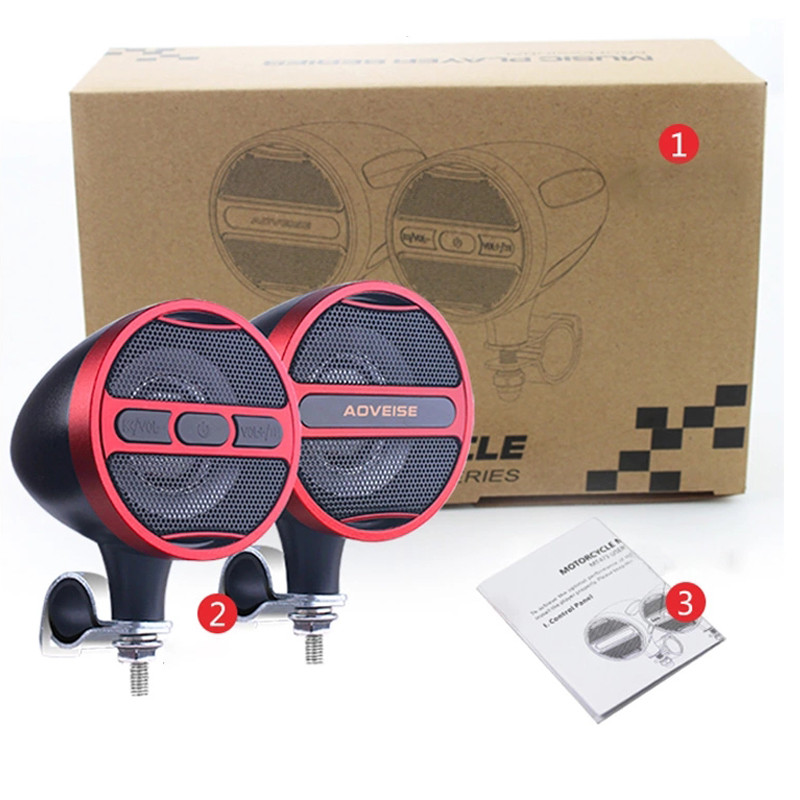 Amplificator de player MP3 pentru motociclete rezistent la apa Player muzical de 12 V Radio FM Placare USB/difuzor stereo compatibil Bluetooth maculat