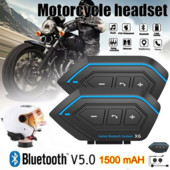 Nou upgrade 1500mAh Căști Bluetooth pentru motociclete Interfon Căști pentru călărie în aer liber Rezistent la apă