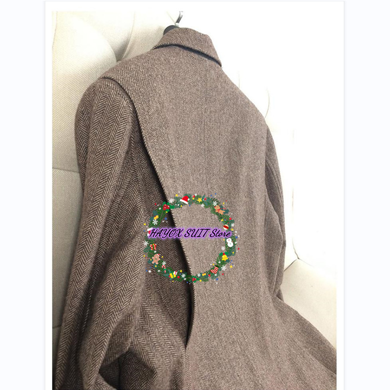 Costum pentru bărbați jachetă vestă pantaloni rever cu un singur piept din lână în spinare de pepei Blazer formal 3 piese