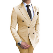 Costume bărbați 2 bucăți la dublu piept, smoking de mire, cu rever cu vârf, pentru nuntă, blazer la modă masculină cu pantaloni, cel mai recent stil