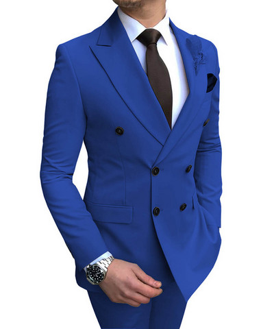 Costume bărbați 2 bucăți la dublu piept, smoking de mire, cu rever cu vârf, pentru nuntă, blazer la modă masculină cu pantaloni, cel mai recent stil