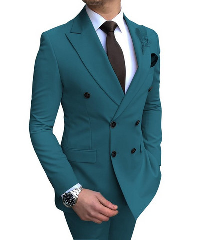 Costume bărbați 2 bucăți la dublu piept, smoking de mire, cu rever cu vârf, pentru nuntă, blazer la modă masculină cu pantaloni, cel mai recent stil