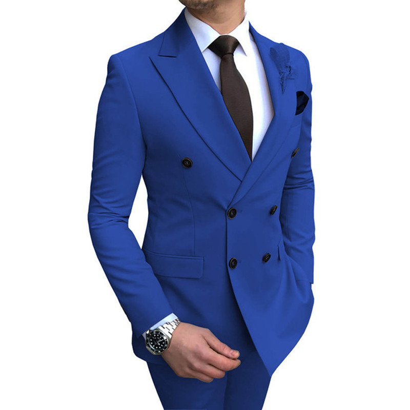 Costume bărbați 2 bucăți la dublu piept, smoking de mire, cu rever cu vârf, pentru nuntă, blazer la modă masculină cu pantaloni, cel mai recent stil
