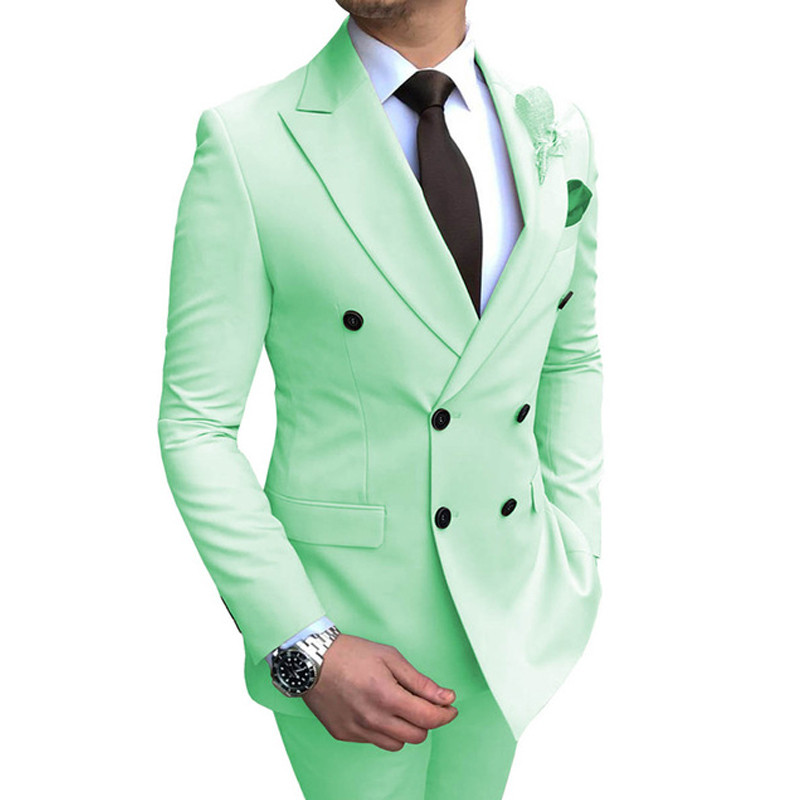 Costume bărbați 2 bucăți la dublu piept, smoking de mire, cu rever cu vârf, pentru nuntă, blazer la modă masculină cu pantaloni, cel mai recent stil