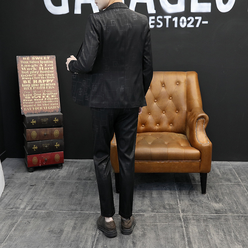 Jachetă de costum pentru bărbați Toamnă Slim Fit Blazer cu un singur buton Moda Nou Formal Anglia Bărbați Rochie în carouri Palton Pantaloni Pantaloni Set 2 piese