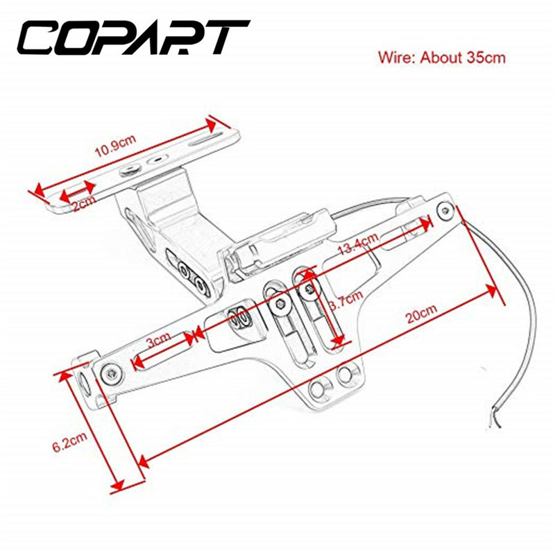 Suport pentru plăcuță de înmatriculare, reglabil, în spate, iluminat cu LED pentru Yamaha Tenere 700 XT700Z Tenere700 CBR250R XJ6 toți anii