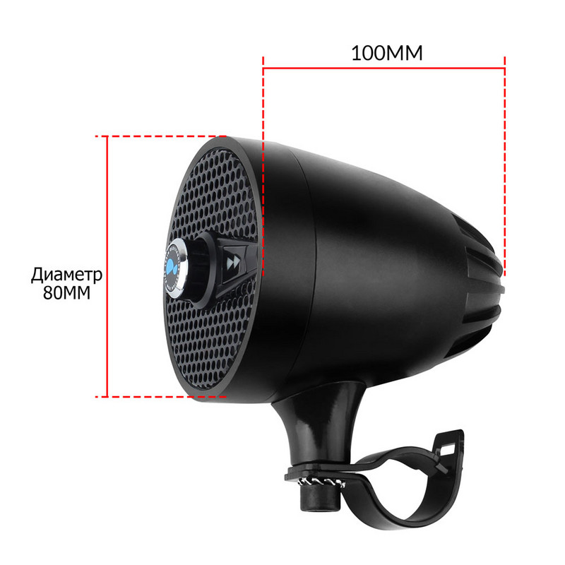 Difuzoare Bluetooth Lexin 2018 S3 50W pentru sistem audio de muzică pentru motociclete Difuzoare muzicale rezistente la apă, negru, metal, cu radio FM BT