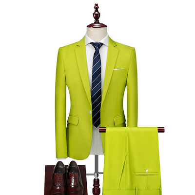 Jachetă de costum pentru bărbați cu pantaloni Culori bomboane Slim Fit Formal Afaceri Lucru nuntă Scene Tuxedo Groomsman Alb Roz Roșu Seturi de costume