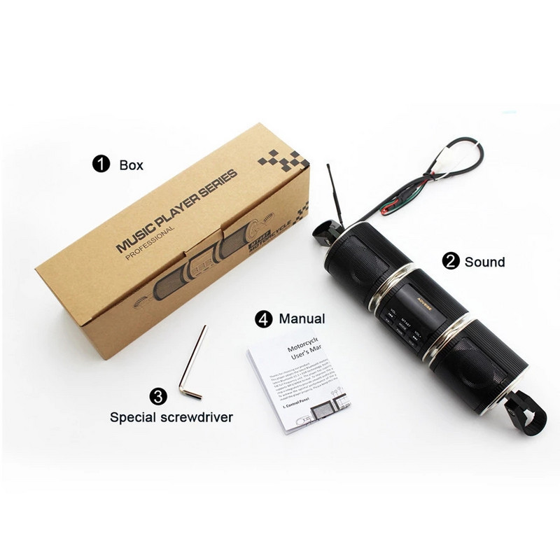 Impermeabil MT487 Moto MP3 Player 12V Music Player Radio FM Cu Afișaj LED Difuzor Bluetooth Stereo Motocicletă