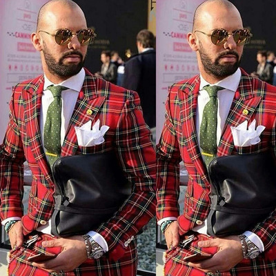 2 piese de afaceri nunta costume bărbați stil scoțian smoking de mire slim fit jachetă de modă masculină cu pantaloni ținute de birou nou sosiri