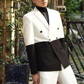 Costume ocazional alb și negru pentru bărbați cu 2 piese în două piese pentru bărbați, smoking de mire, costum prietenos, jachetă, pantaloni