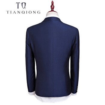 TIAN QIONG Евтини най-нови дизайни на панталони за палта Есенни висококачествени ежедневни сини костюми Мъжки, сватбена рокля за мъже, яке + панталон РАЗМЕР S-3XL