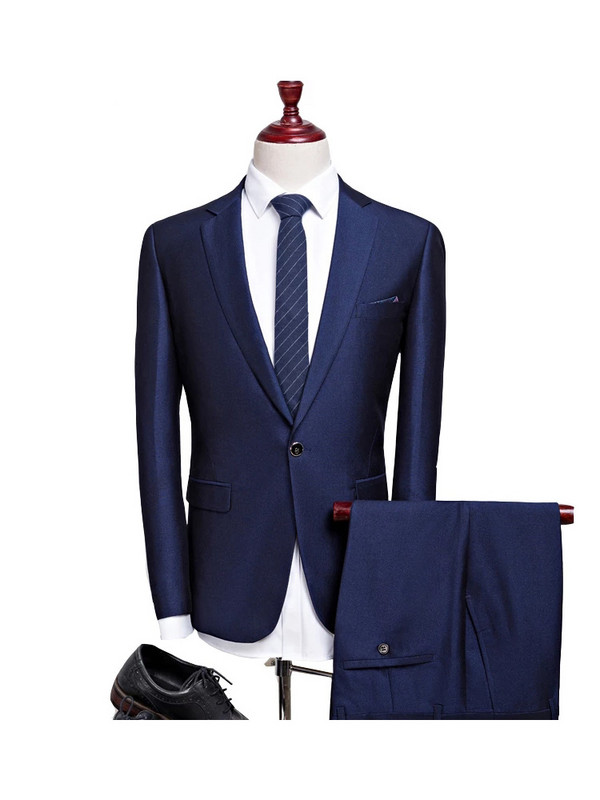 TIAN QIONG Ieftin Cele mai recente modele de pantaloni de haină Toamnă de înaltă calitate Costume albastre casual Bărbați, rochie de mireasă bărbați, jachetă + pantaloni Mărimea S-3XL