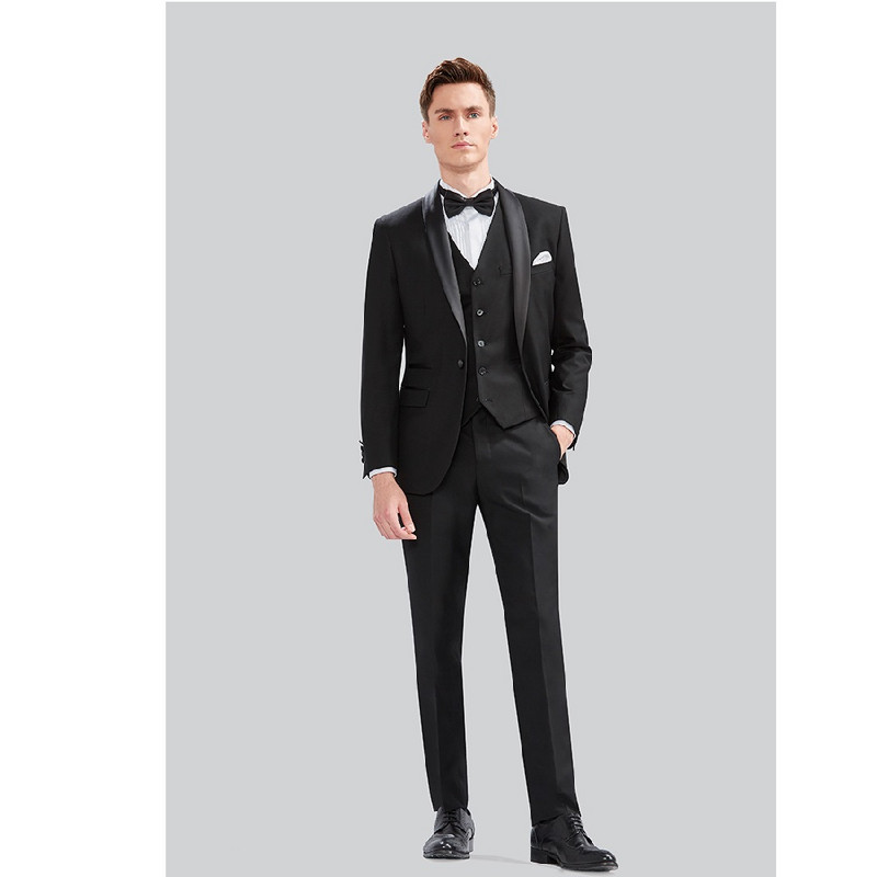 Costum pentru bărbați de marcă 2019 Costume de nuntă pentru bărbați Guler șal 3 piese Costum burgundă Slim Fit Jachetă smoking albastru regal pentru bărbați QT977